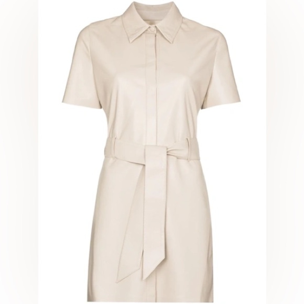 NANUSHKA Halli Vegan Leather Shirt Dress Size M Belted Short Sleeve